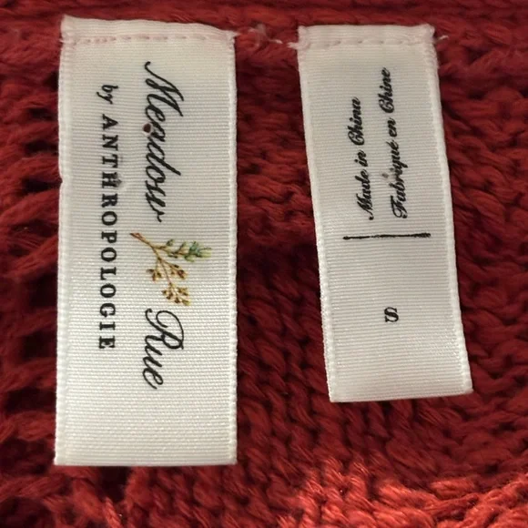 Anthro Meadow Rue Pointelle Chunky Knit Cardigan Sweater, Rust colored, Small - Picture 5 of 10